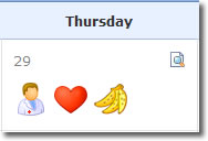 The log calendar makes it easy to see your entries graphically for each day